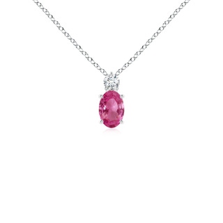 6x4mm AAAA Oval Pink Sapphire Solitaire Pendant with Diamond in P950 Platinum