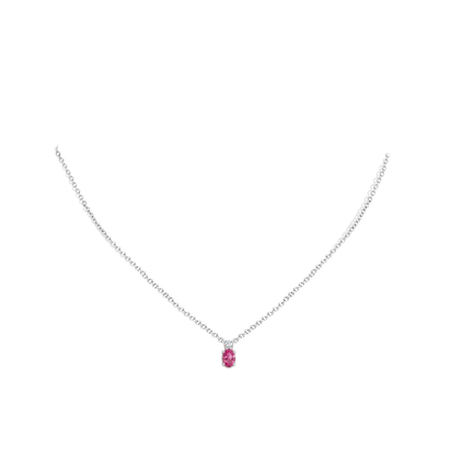 Oval Pink Sapphire Solitaire Pendant with Diamond