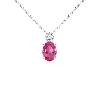 7x5mm AAAA Oval Pink Sapphire Solitaire Pendant with Diamond in P950 Platinum
