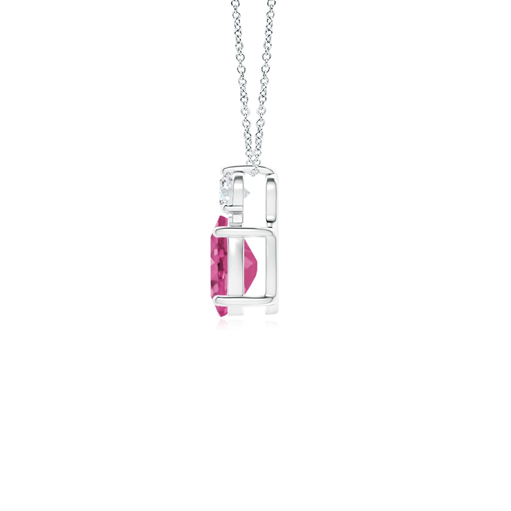 7x5mm AAAA Oval Pink Sapphire Solitaire Pendant with Diamond in P950 Platinum Side 199