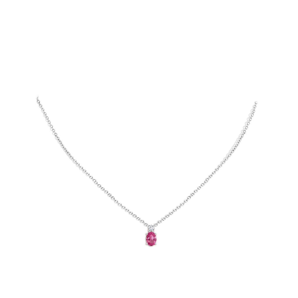 7x5mm AAAA Oval Pink Sapphire Solitaire Pendant with Diamond in P950 Platinum pen