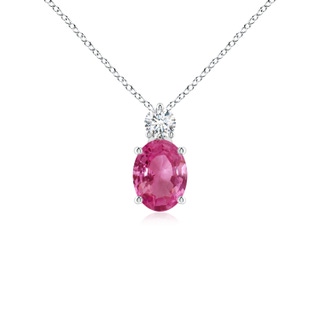 8x6mm AAAA Oval Pink Sapphire Solitaire Pendant with Diamond in P950 Platinum