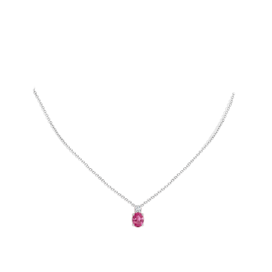 8x6mm AAAA Oval Pink Sapphire Solitaire Pendant with Diamond in P950 Platinum pen