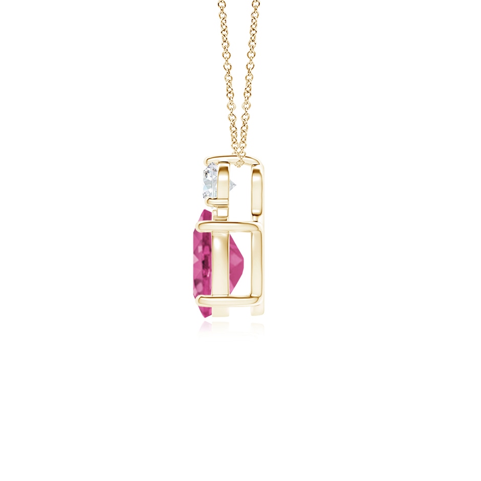 8x6mm AAAA Oval Pink Sapphire Solitaire Pendant with Diamond in Yellow Gold side 199