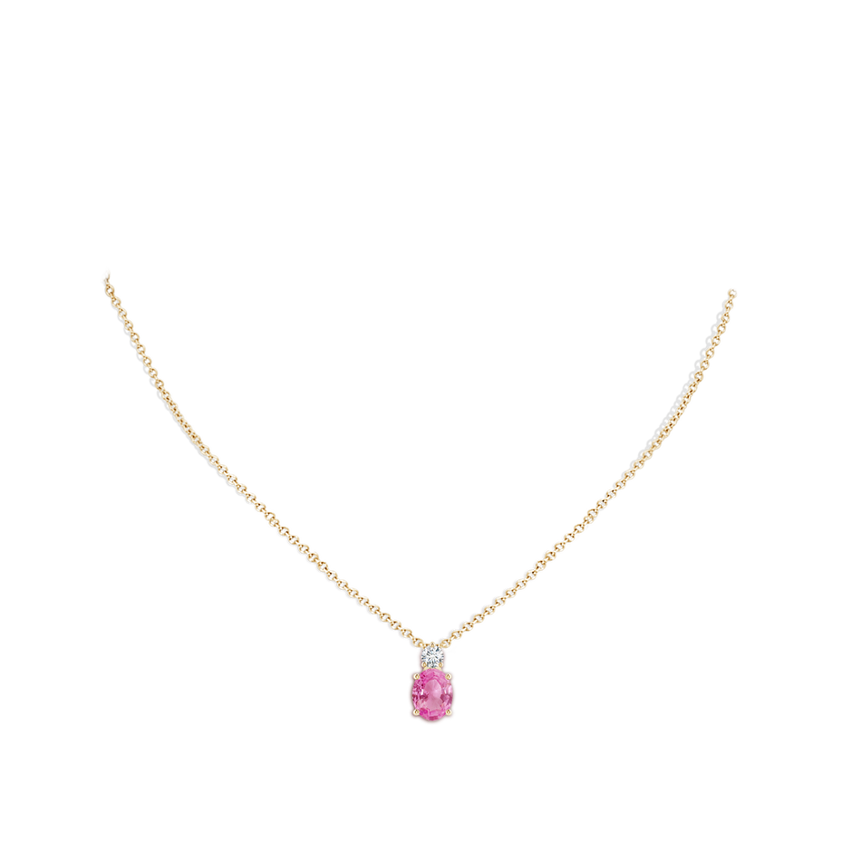 Oval Pink Sapphire Solitaire Pendant with Diamond