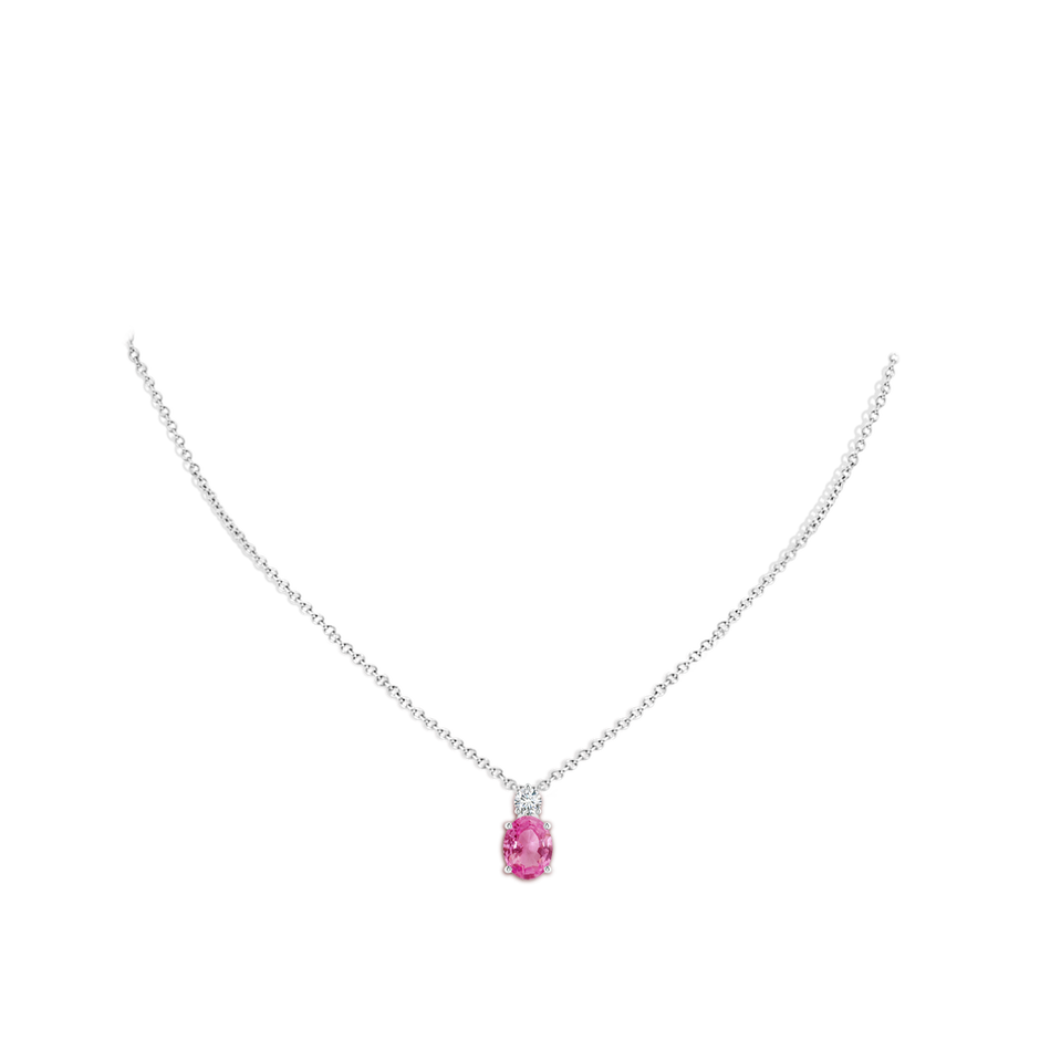 9x7mm AAA Oval Pink Sapphire Solitaire Pendant with Diamond in P950 Platinum pen