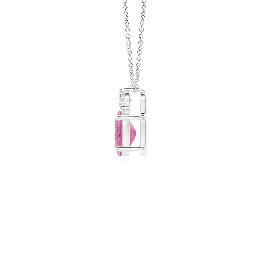 6x4mm A Oval Pink Tourmaline Solitaire Pendant with Diamond in 10K White Gold side 199