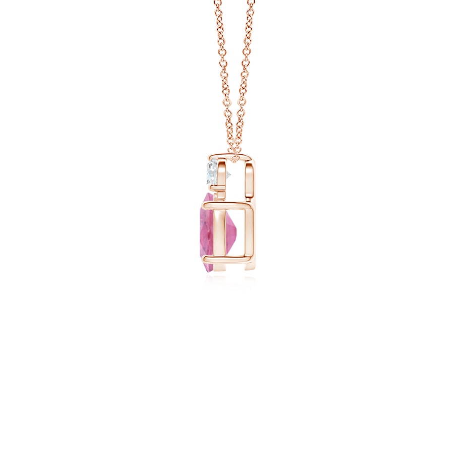 6x4mm A Oval Pink Tourmaline Solitaire Pendant with Diamond in 9K Rose Gold side 199