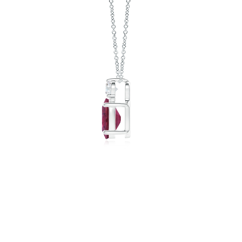 6x4mm AAAA Oval Pink Tourmaline Solitaire Pendant with Diamond in P950 Platinum - side 199
