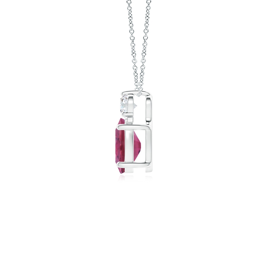 7x5mm AAA Oval Pink Tourmaline Solitaire Pendant with Diamond in White Gold side 199