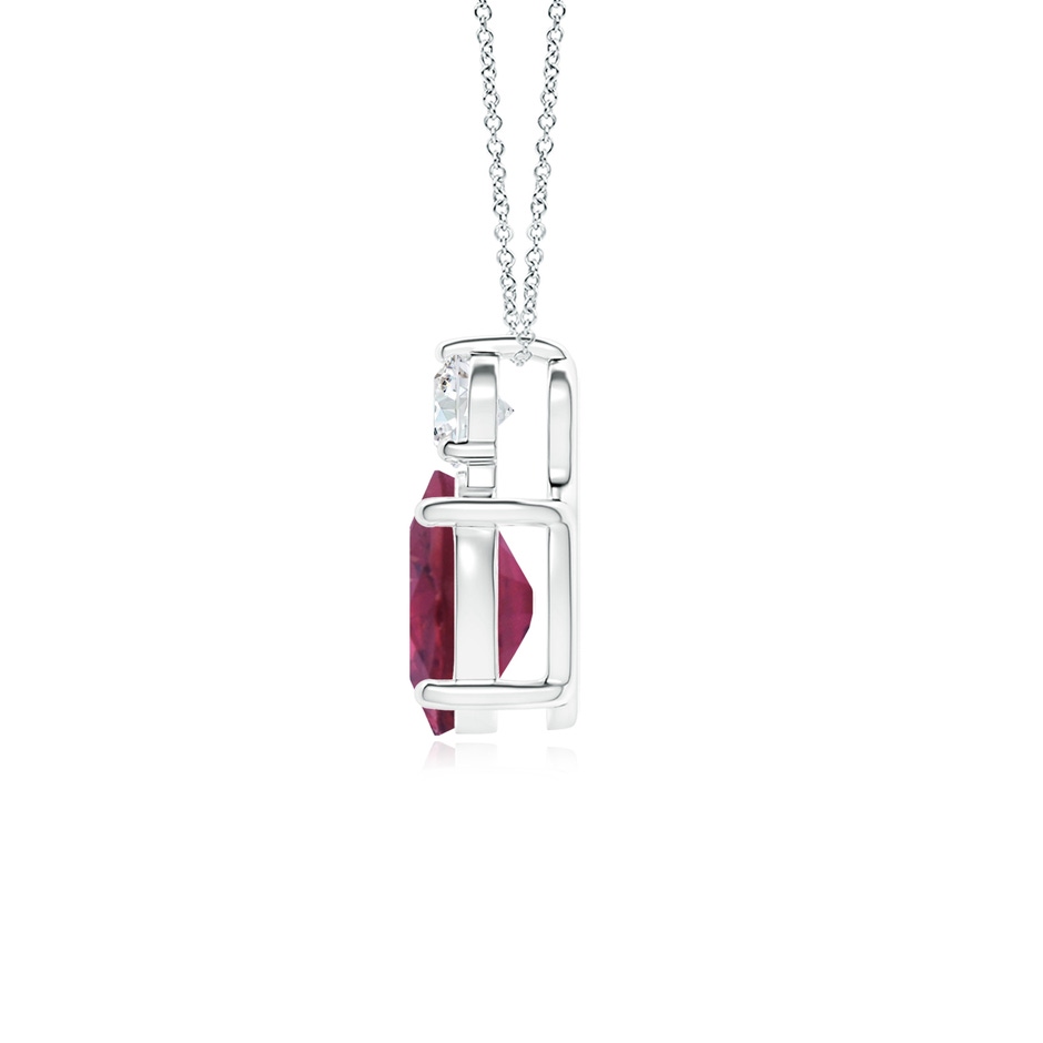 9x7mm AAAA Oval Pink Tourmaline Solitaire Pendant with Diamond in P950 Platinum side 199