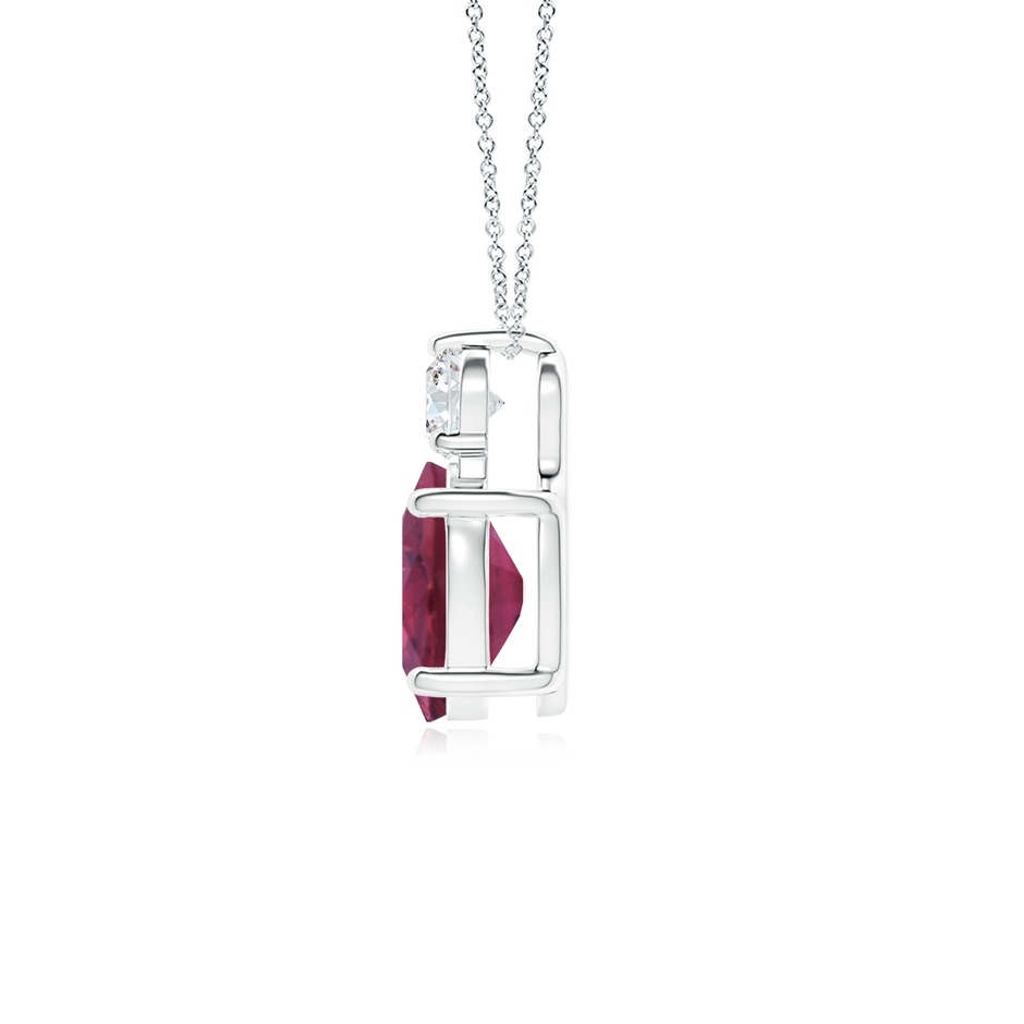 9x7mm AAAA Oval Pink Tourmaline Solitaire Pendant with Diamond in White Gold side 199