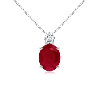10x8mm AA Oval Ruby Solitaire Pendant with Diamond in P950 Platinum