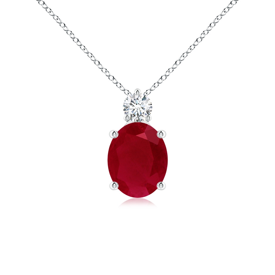 10x8mm AA Oval Ruby Solitaire Pendant with Diamond in P950 Platinum 