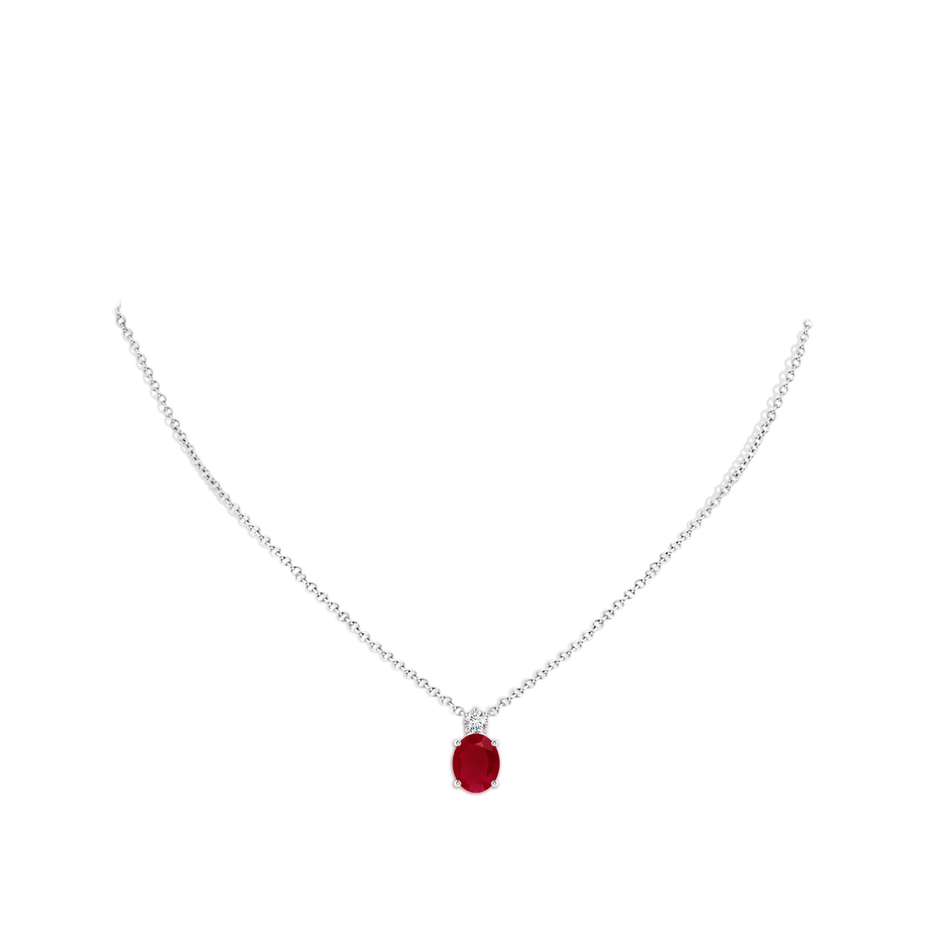 10x8mm AA Oval Ruby Solitaire Pendant with Diamond in P950 Platinum pen