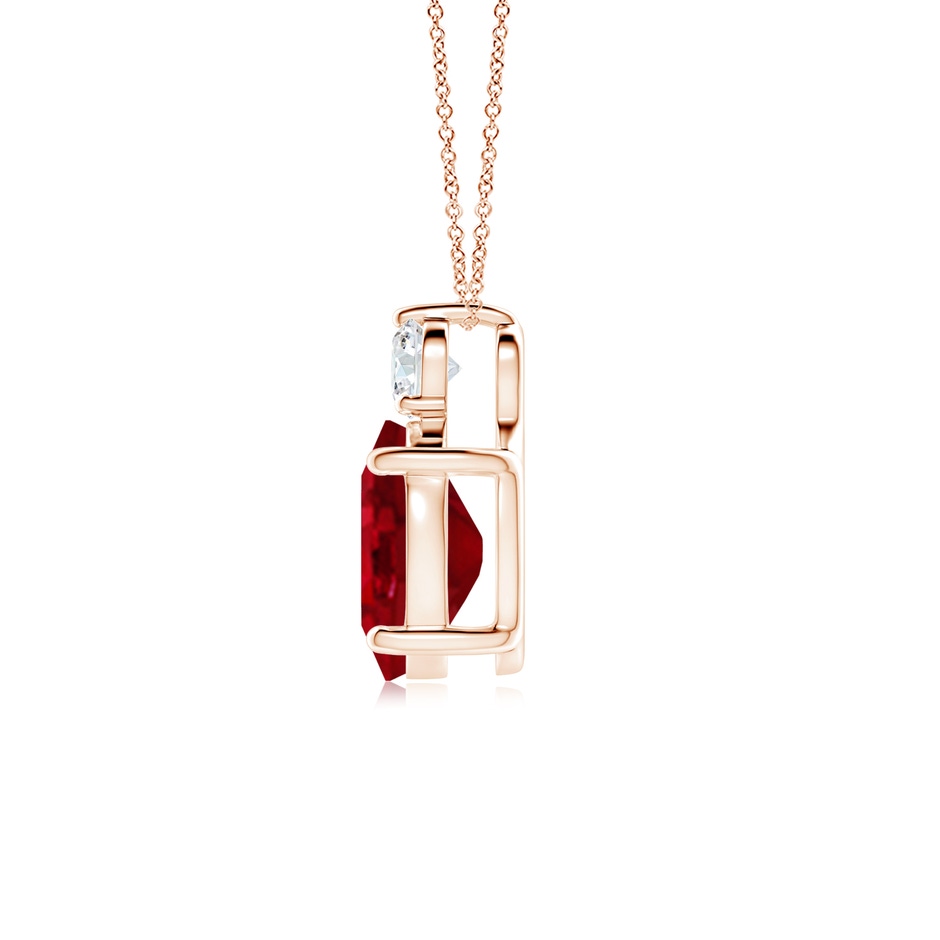10x8mm AAA Oval Ruby Solitaire Pendant with Diamond in Rose Gold side 199
