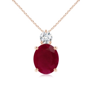 12x10mm A Oval Ruby Solitaire Pendant with Diamond in 10K Rose Gold