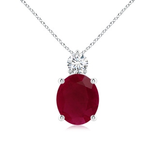 12x10mm A Oval Ruby Solitaire Pendant with Diamond in S999 Silver