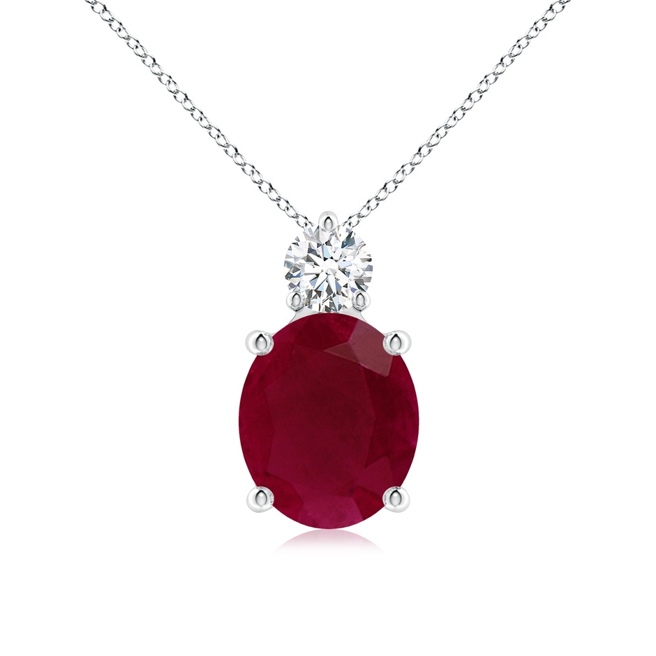 12x10mm A Oval Ruby Solitaire Pendant with Diamond in S999 Silver 