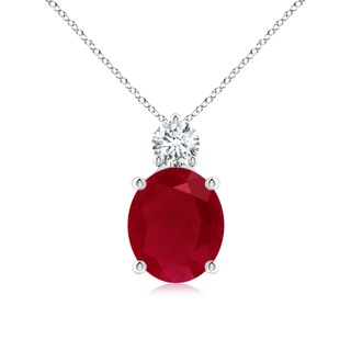 12x10mm AA Oval Ruby Solitaire Pendant with Diamond in S999 Silver