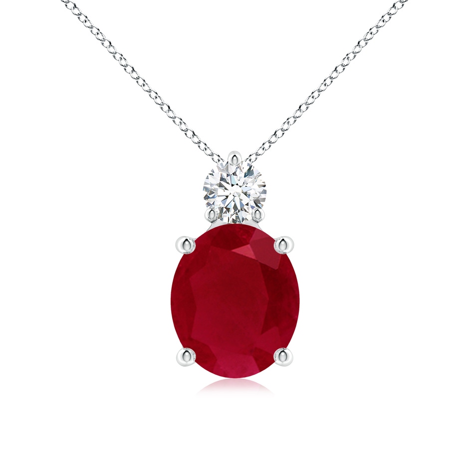 12x10mm AA Oval Ruby Solitaire Pendant with Diamond in S999 Silver 