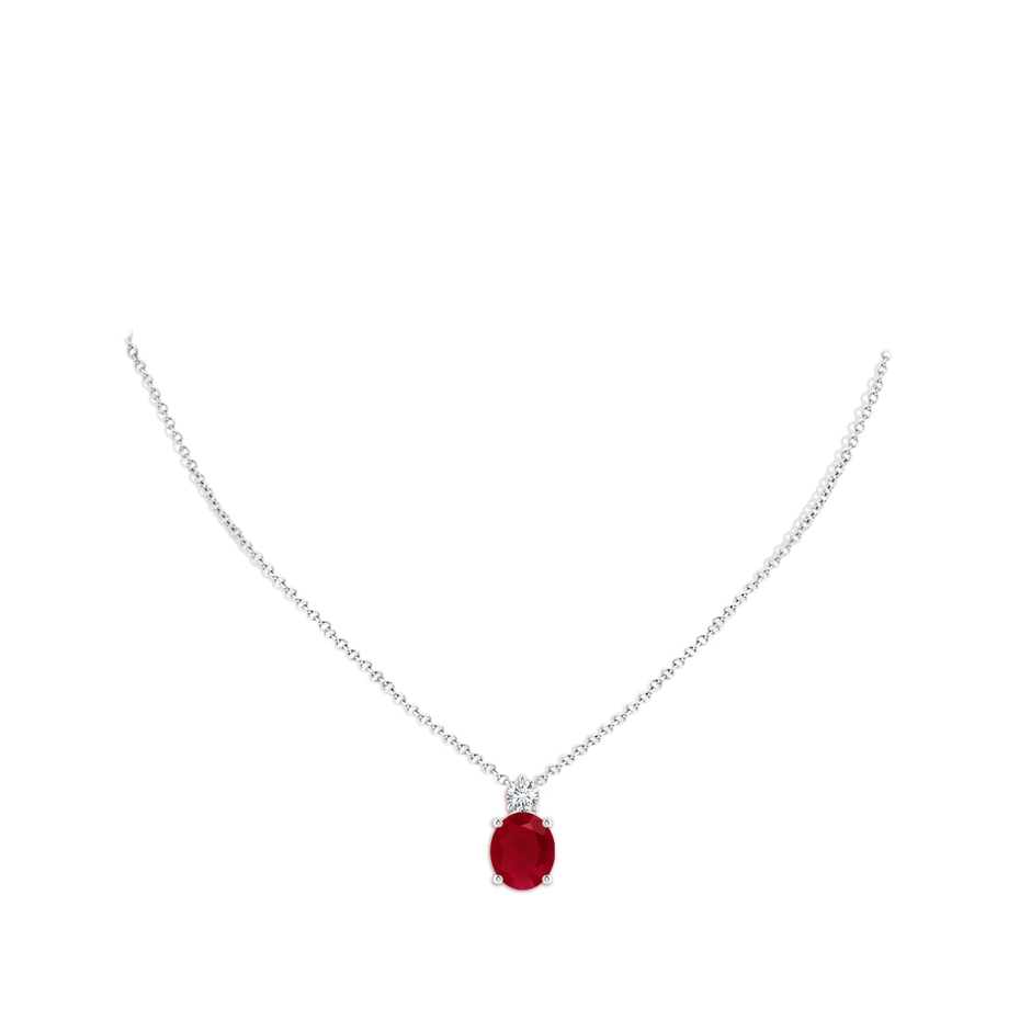 12x10mm AA Oval Ruby Solitaire Pendant with Diamond in S999 Silver pen