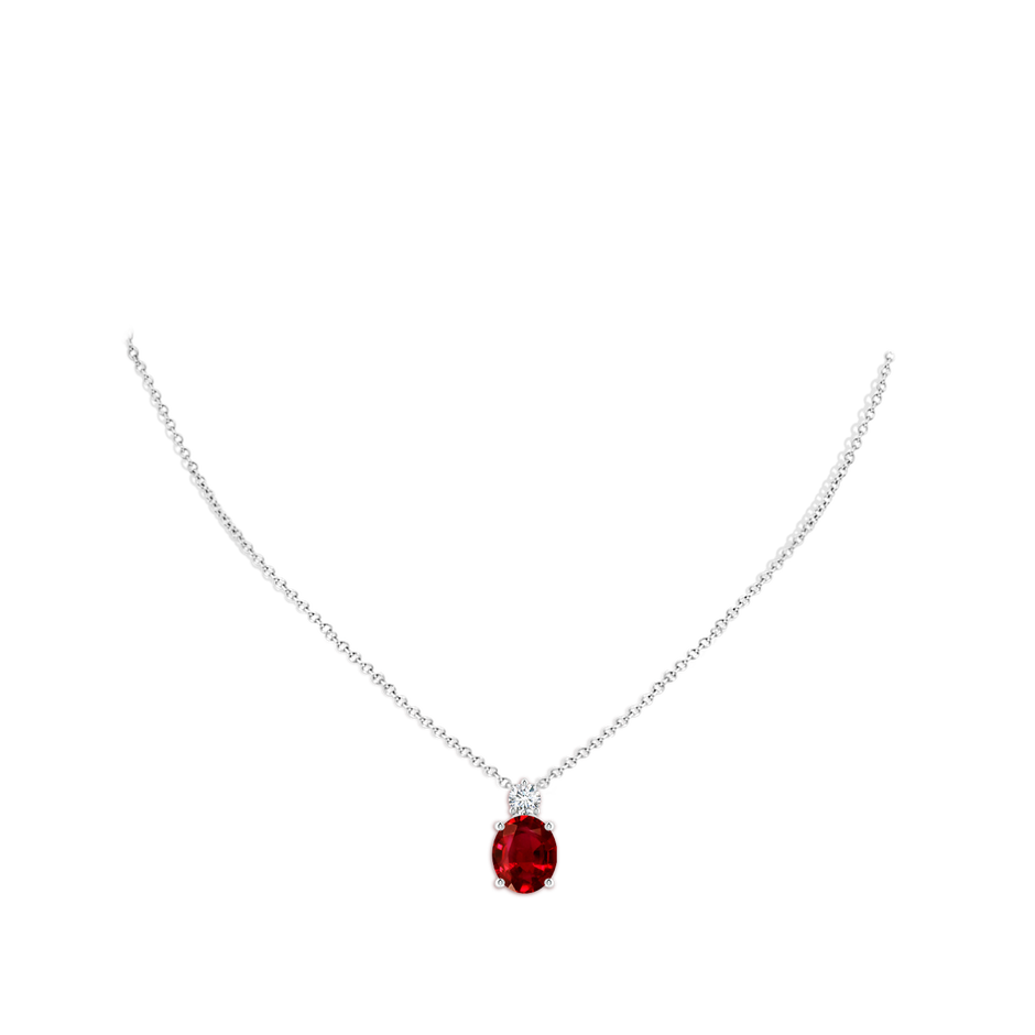 12x10mm AAAA Oval Ruby Solitaire Pendant with Diamond in S999 Silver pen