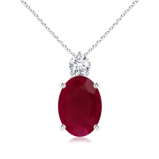14x10mm A Oval Ruby Solitaire Pendant with Diamond in P950 Platinum