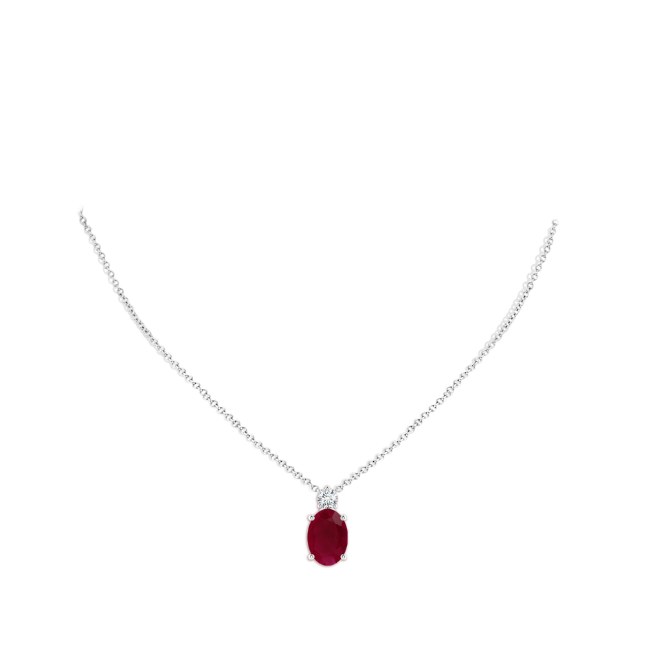 14x10mm A Oval Ruby Solitaire Pendant with Diamond in P950 Platinum pen