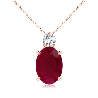 14x10mm A Oval Ruby Solitaire Pendant with Diamond in Rose Gold