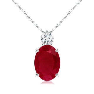14x10mm AA Oval Ruby Solitaire Pendant with Diamond in P950 Platinum