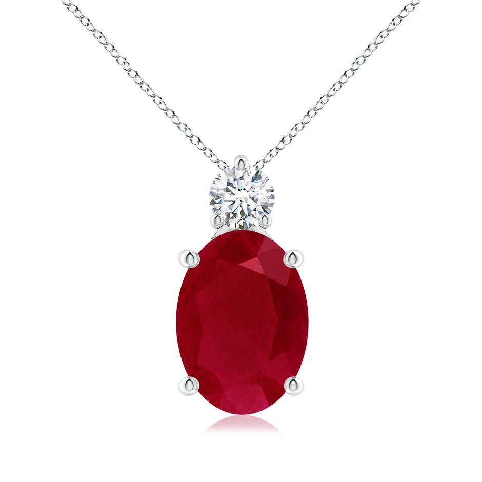 14x10mm AA Oval Ruby Solitaire Pendant with Diamond in P950 Platinum 
