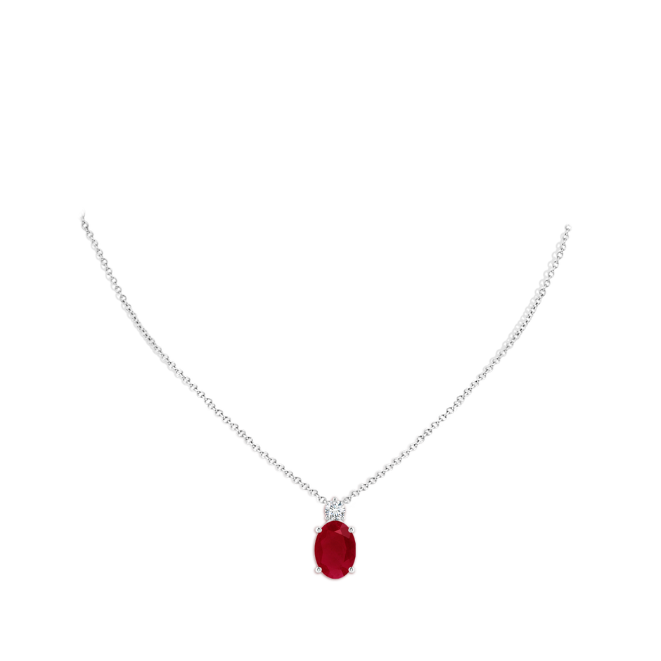 14x10mm AA Oval Ruby Solitaire Pendant with Diamond in P950 Platinum pen