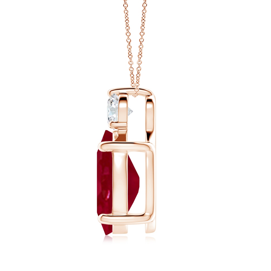 14x10mm AA Oval Ruby Solitaire Pendant with Diamond in Rose Gold side 199
