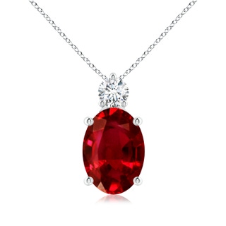 14x10mm AAAA Oval Ruby Solitaire Pendant with Diamond in S999 Silver