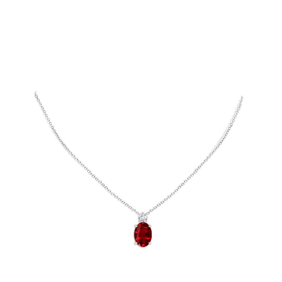 14x10mm AAAA Oval Ruby Solitaire Pendant with Diamond in S999 Silver pen