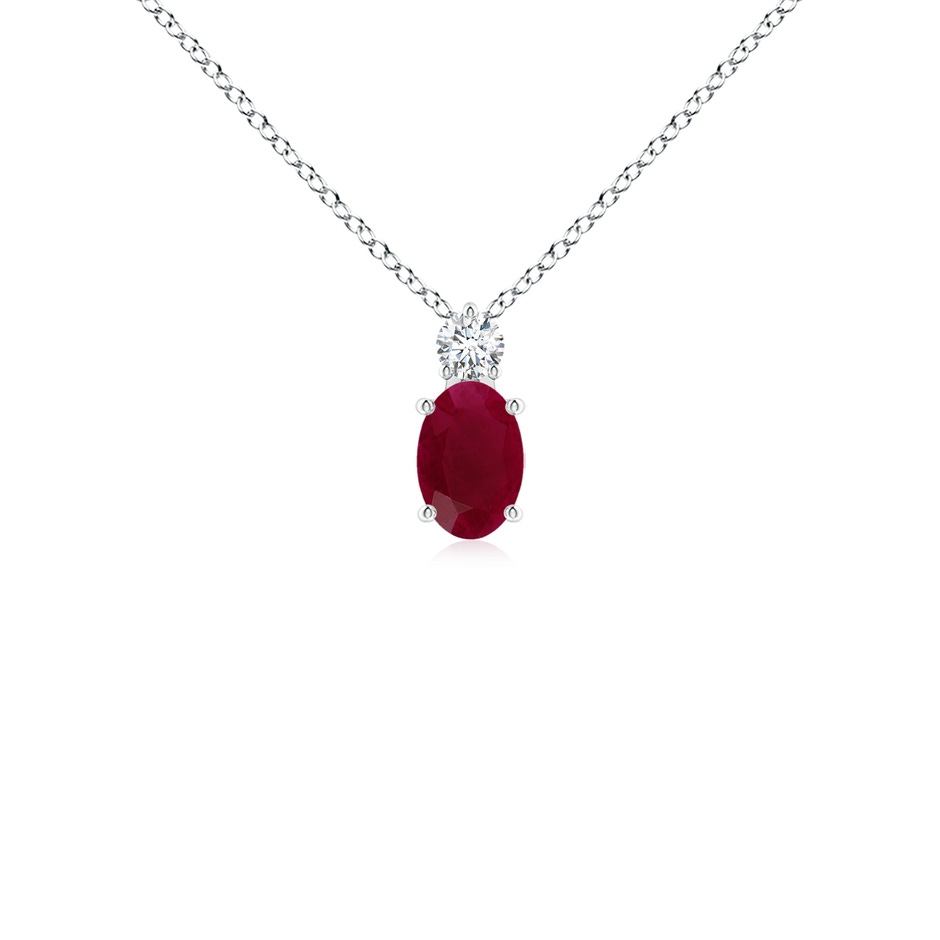 6x4mm A Oval Ruby Solitaire Pendant with Diamond in S999 Silver 
