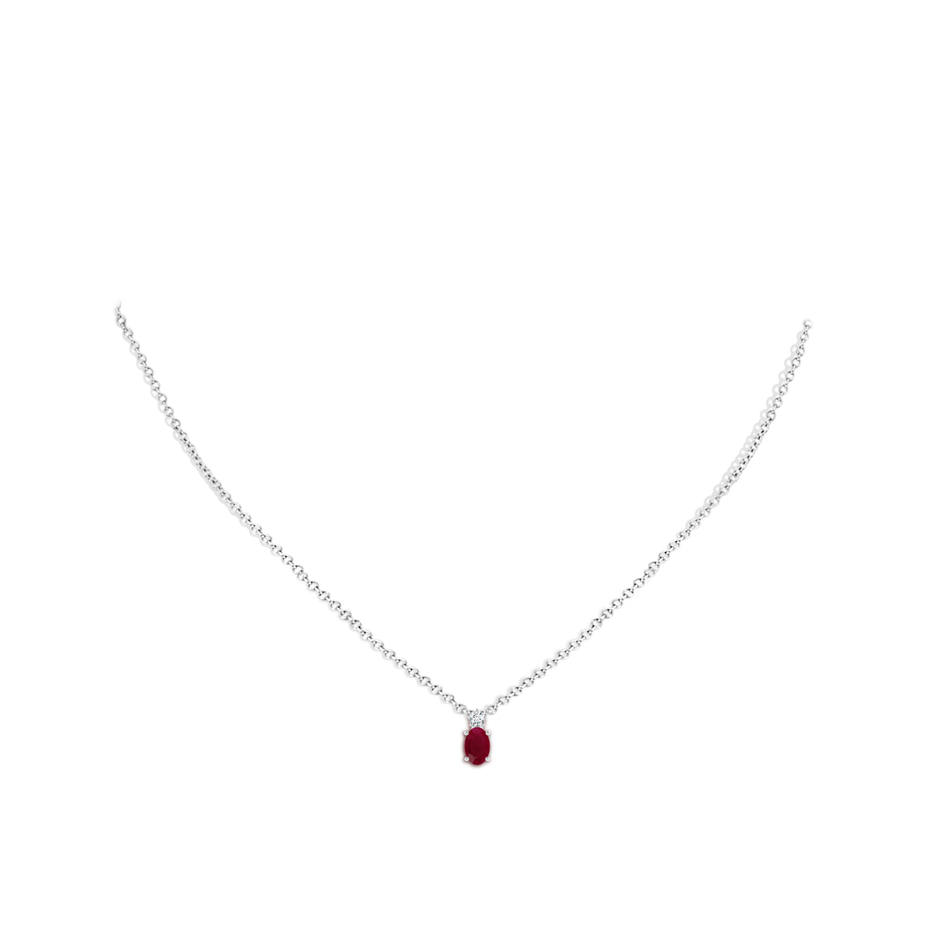 6x4mm A Oval Ruby Solitaire Pendant with Diamond in S999 Silver pen