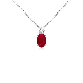 6x4mm AA Oval Ruby Solitaire Pendant with Diamond in S999 Silver