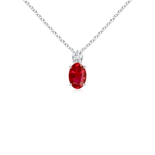 6x4mm AAA Oval Ruby Solitaire Pendant with Diamond in S999 Silver