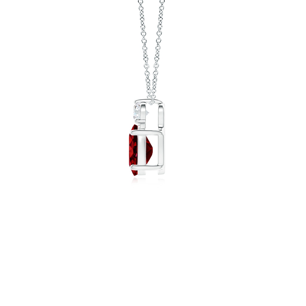 6x4mm AAAA Oval Ruby Solitaire Pendant with Diamond in White Gold Side 199