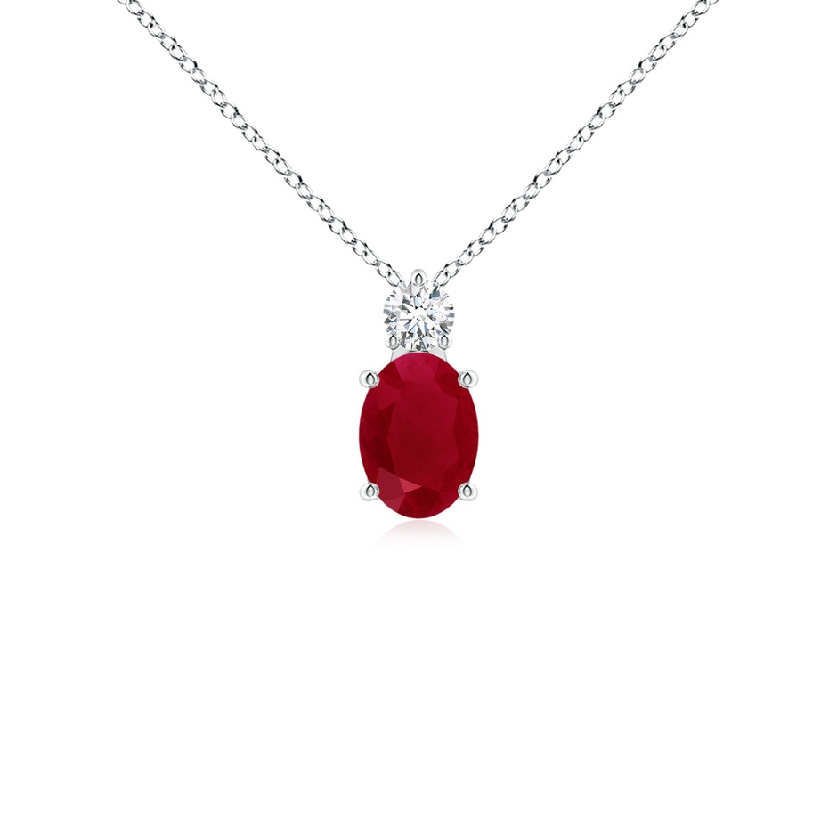7x5mm AA Oval Ruby Solitaire Pendant with Diamond in S999 Silver 