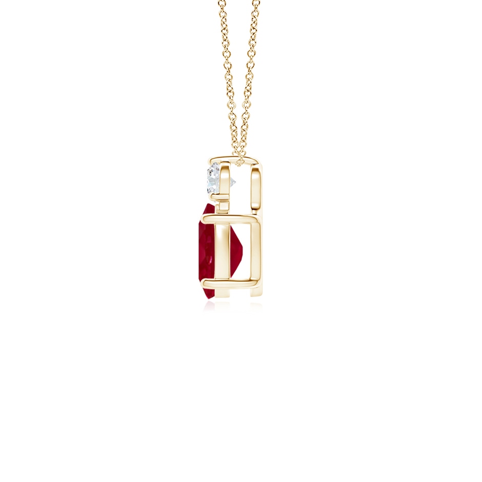 7x5mm AA Oval Ruby Solitaire Pendant with Diamond in Yellow Gold side 199