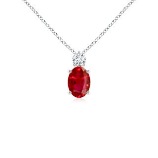 7x5mm AAA Oval Ruby Solitaire Pendant with Diamond in S999 Silver