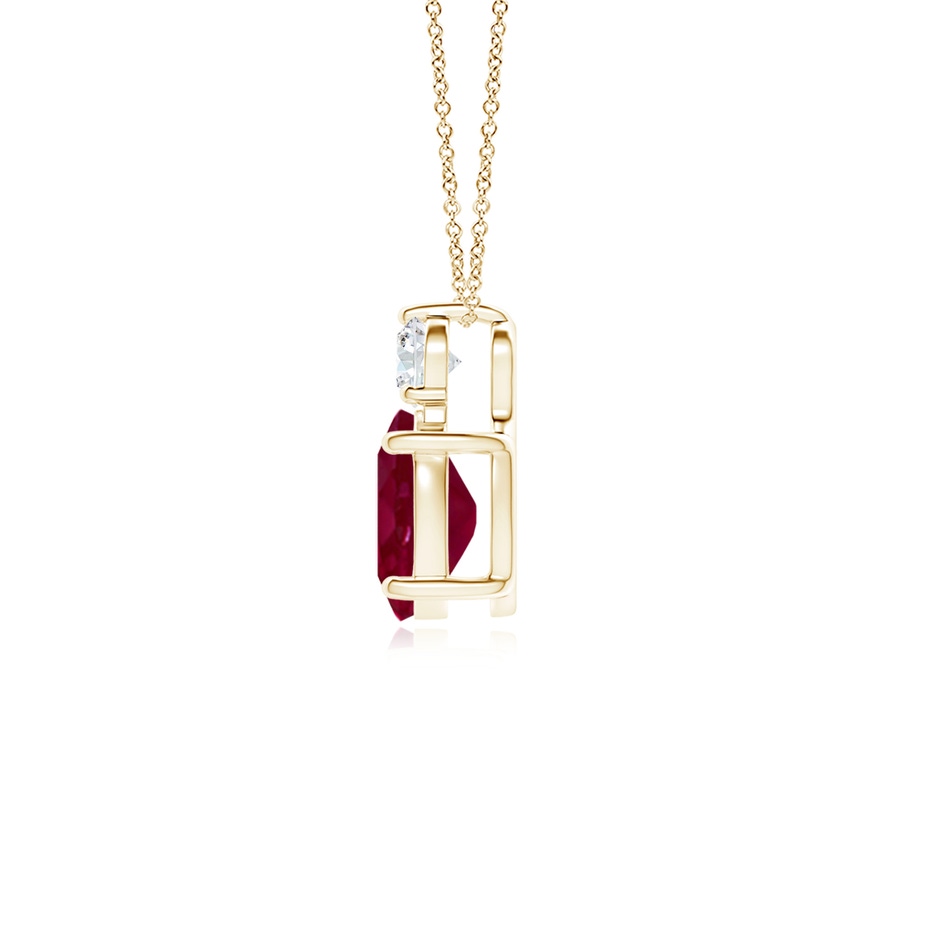 8x6mm A Oval Ruby Solitaire Pendant with Diamond in Yellow Gold side 199