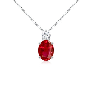 8x6mm AAA Oval Ruby Solitaire Pendant with Diamond in P950 Platinum