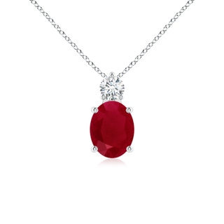 9x7mm AA Oval Ruby Solitaire Pendant with Diamond in P950 Platinum