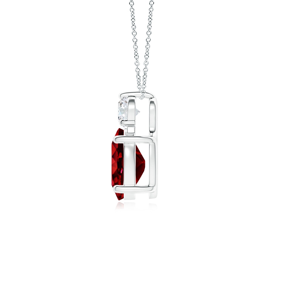 9x7mm AAAA Oval Ruby Solitaire Pendant with Diamond in P950 Platinum side 199