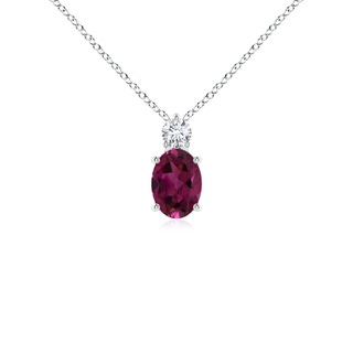 7x5mm AAAA Oval Rhodolite Solitaire Pendant with Diamond in P950 Platinum