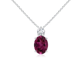 8x6mm AAAA Oval Rhodolite Solitaire Pendant with Diamond in P950 Platinum